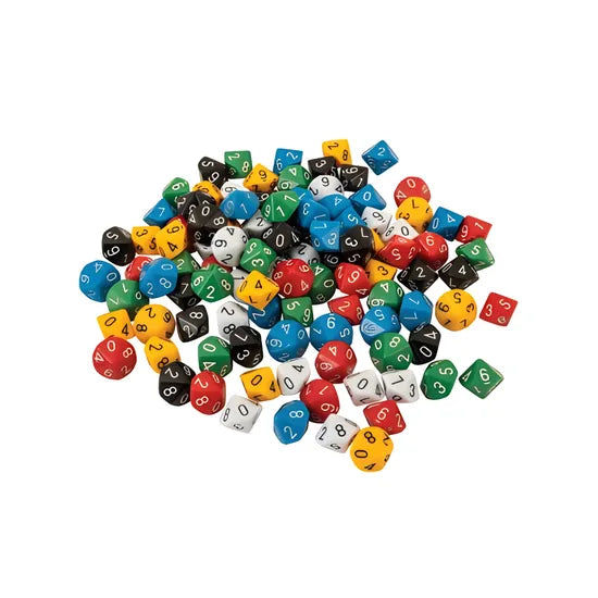 Teachables Dice - 10-Face Solid 0-9, Set of 50 - Modern Teaching Aids NZ