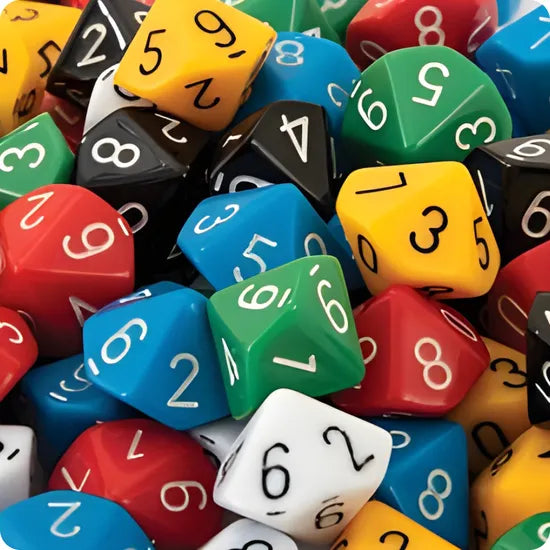 Teachables Dice - 10-Face Solid 0-9, Set of 50 - Modern Teaching Aids NZ