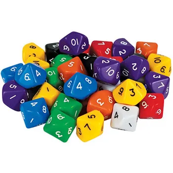 Teachables Dice - 10-Face Solid 1-10, Set of 50 - Modern Teaching Aids NZ