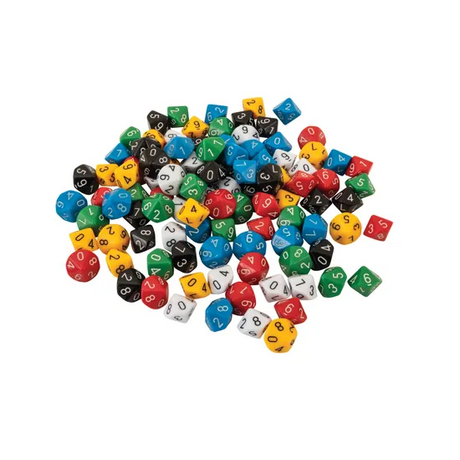 Teachables Dice - 10-Face Solid 0-9, Jar of 100 - Modern Teaching Aids NZ