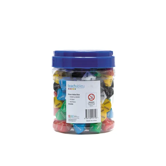 Teachables Dice - 10-Face 00000-90000, Set of 100 - Modern Teaching Aids NZ