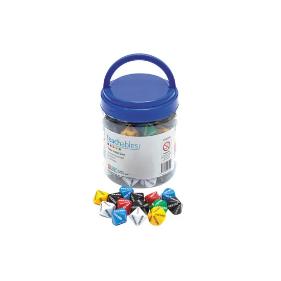 Teachables Dice - 10-Face 000000-900000, Set of 100 - Modern Teaching Aids NZ