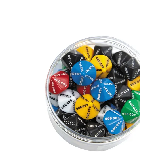Teachables Dice - 10-Face 000000-900000, Set of 100 - Modern Teaching Aids NZ