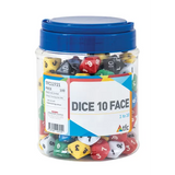 Teachables Dice - 10-Face 1-10, Jar of 100 - Modern Teaching Aids NZ