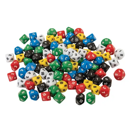 Teachables Dice - 10-Face 1-10, Jar of 100 - Modern Teaching Aids NZ