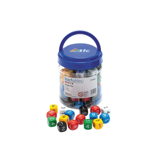Teachables Dice - 6-Face Polyhedra, 1-6, Jar of 100 - Modern Teaching Aids NZ