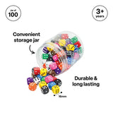 Teachables Dice - 16 mm Dots, Jar of 100 - Modern Teaching Aids NZ