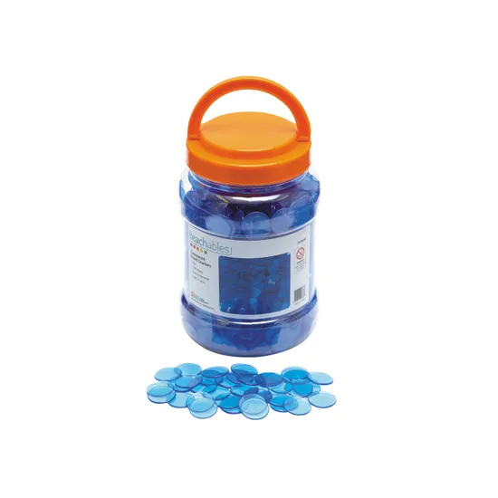 Teachables Counters - Transparent Blue, 22 mm, Pack of 1,000 - Modern Teaching Aids NZ