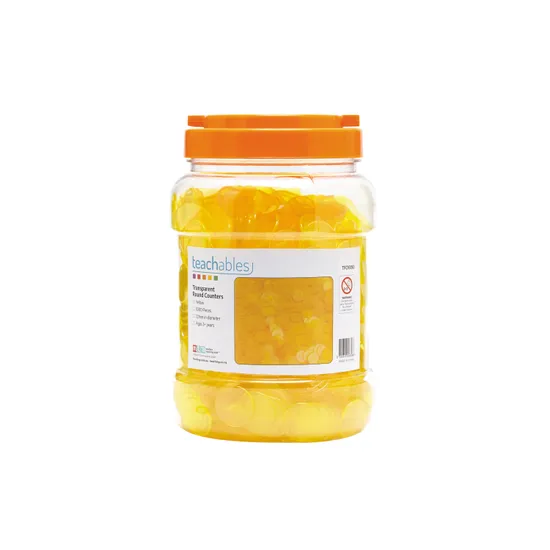 Teachables Counters - Transparent Yellow, 22 mm, Pack of 1,000 - Modern Teaching Aids NZ