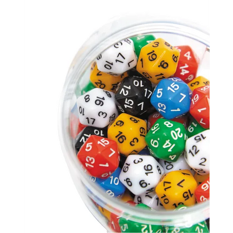 Teachables Dice - 20-Face, Numbers 1-20, Jar of 100 - Modern Teaching Aids NZ