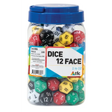 Teachables Dice - 12-Face, Numbers 1-12, Jar of 100 - Modern Teaching Aids NZ
