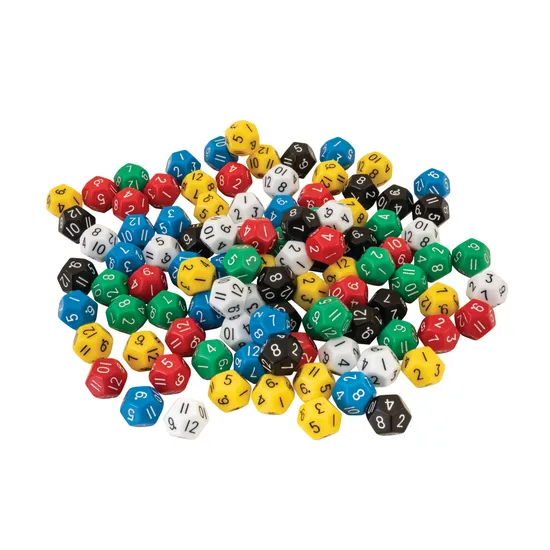 Teachables Dice - 12-Face, Numbers 1-12, Jar of 100 - Modern Teaching Aids NZ