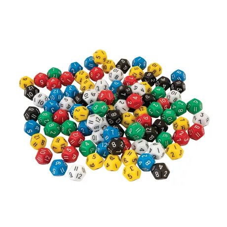 Teachables Dice - 12-Face, Numbers 1-12, Jar of 100 - Modern Teaching Aids NZ