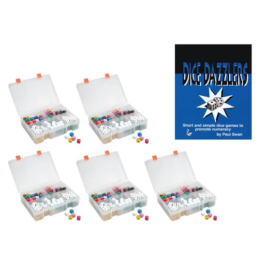 Teachables Dice Set - Assorted Dice, Case of 164, Set of 5 - Modern Teaching Aids NZ