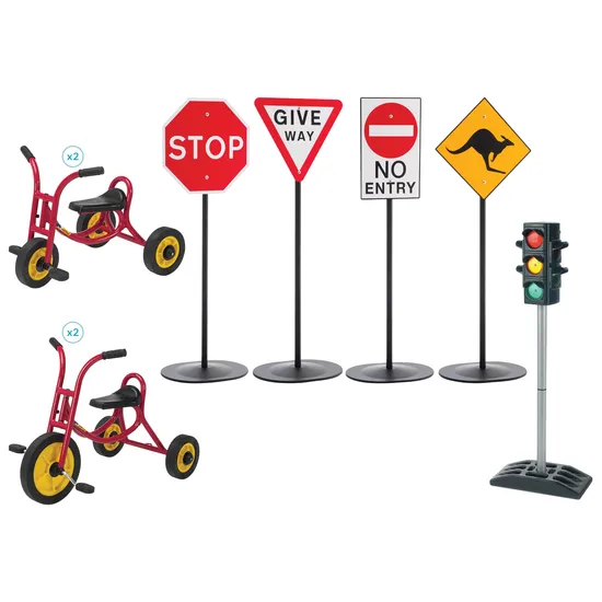Medium & Small Trike & Road Sign Set of 9 - Modern Teaching Aids NZ