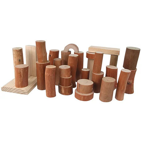 Barkless Wooden Log Blocks - 27 pieces - Modern Teaching Aids NZ