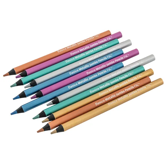 Jumbo Metallic Pencils - Pack of 12 - Modern Teaching Aids NZ