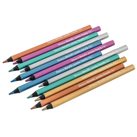 Jumbo Metallic Pencils - Pack of 12 - Modern Teaching Aids NZ