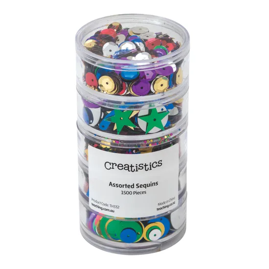 Creatistics Sequins in Stackable Container- Pack of 1500 - Modern Teaching Aids NZ
