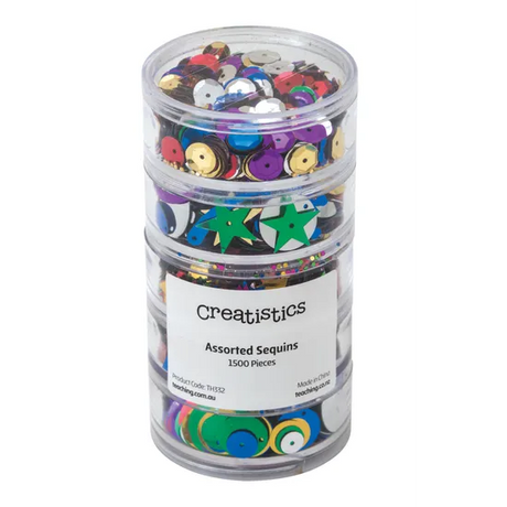 Creatistics Sequins in Stackable Container- Pack of 1500 - Modern Teaching Aids NZ