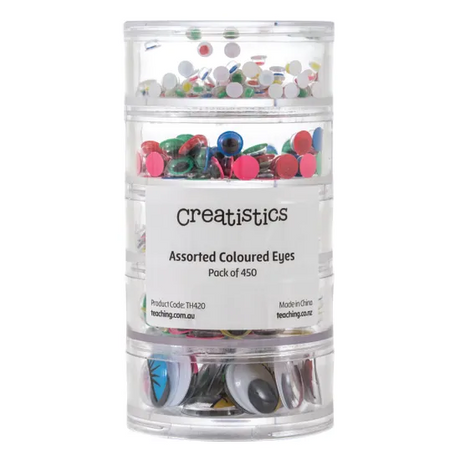 Creatistics Assorted Coloured Joggle Eyes- Pack of 450 - Modern Teaching Aids NZ