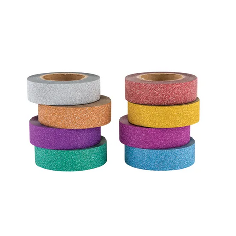 Creatistics Washi Glitter Tape Assorted 10 m- Pack of 8 - Modern Teaching Aids NZ