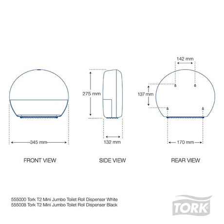 Tork Mini Jumbo Toilet Dispenser White T2 - Modern Teaching Aids NZ