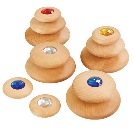 Wooden Jewel Pebbles - 12 pieces - Modern Teaching Aids NZ