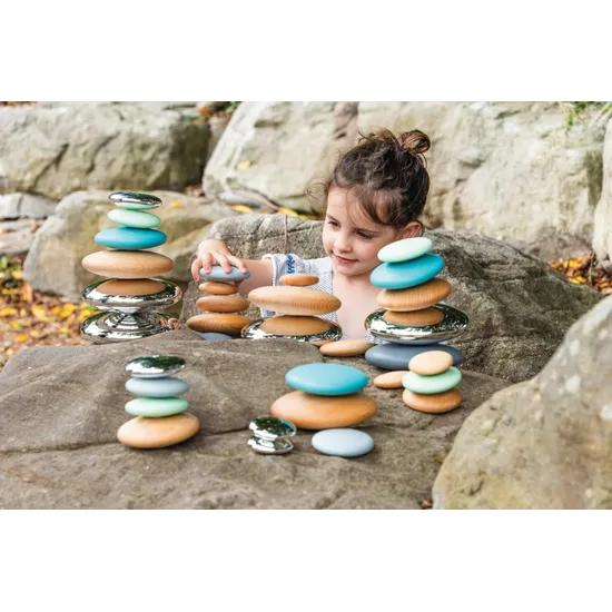 Pastel Wooden Stacking Pebbles - 18 pieces - Modern Teaching Aids NZ