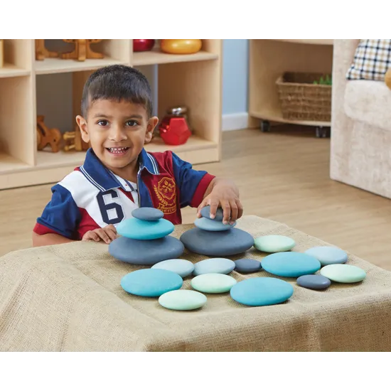 Pastel Wooden Stacking Pebbles - 18 pieces - Modern Teaching Aids NZ