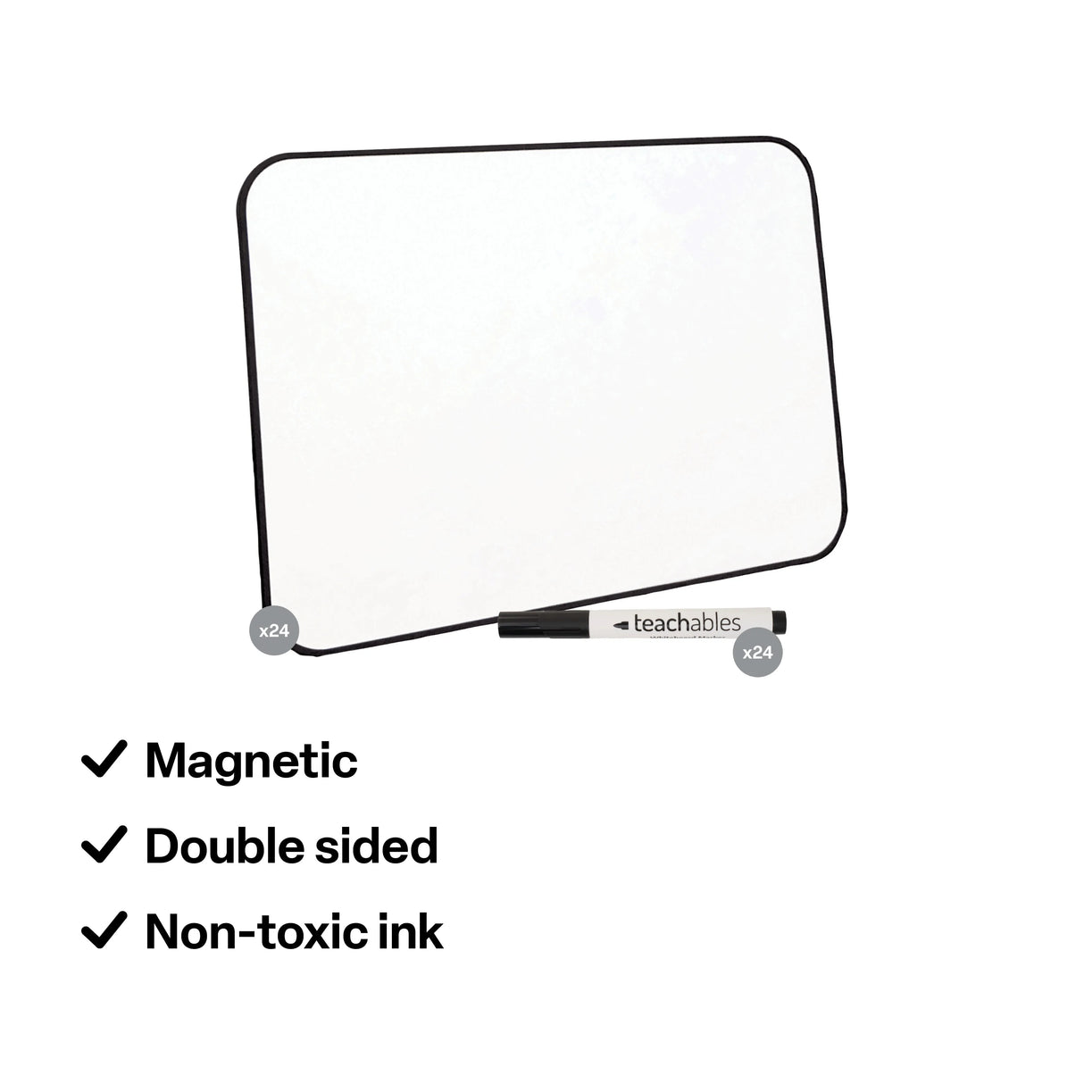 Teachables Magnetic Mini Whiteboards & Bullet Tip Markers Kit
