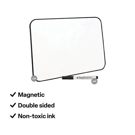 Teachables Magnetic Mini Whiteboards & Bullet Tip Markers Kit