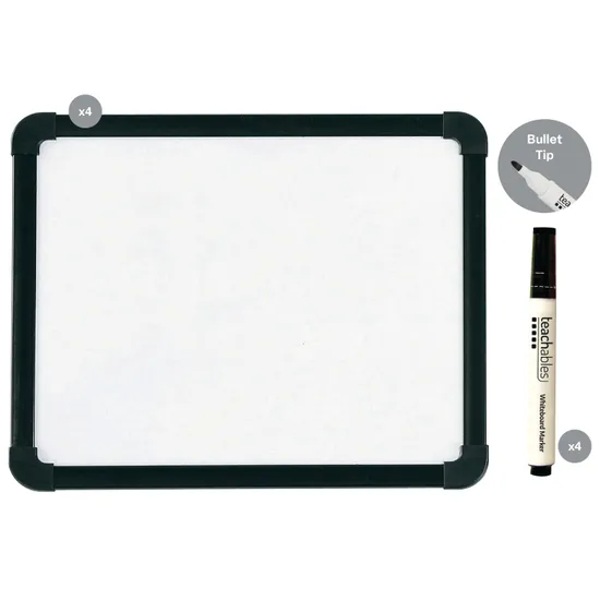 Teachables Magnetic Mini Whiteboards & Bullet Tip Asst Markers Kit - Modern Teaching Aids NZ