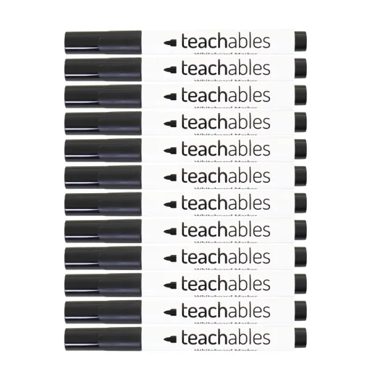 Teachables Magnetic Mini Whiteboards, Bullet Tip Black Markers & Mini Erasers - Kit of 24 - Modern Teaching Aids NZ