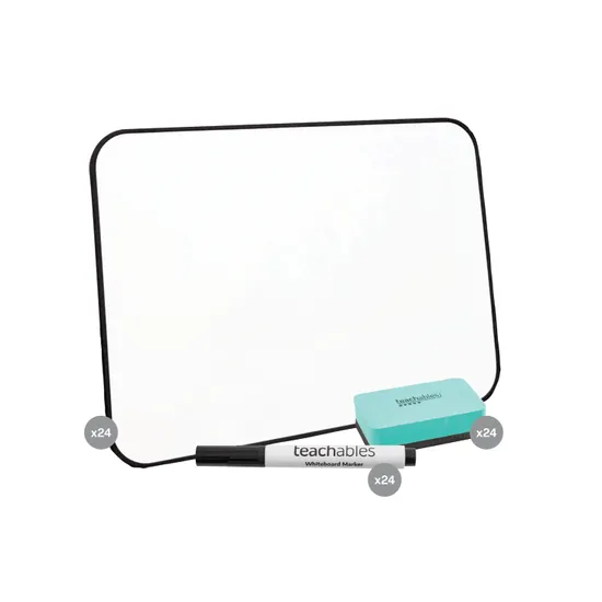 Teachables Magnetic Mini Whiteboards, Bullet Tip Black Markers & Mini Erasers - Kit of 24 - Modern Teaching Aids NZ