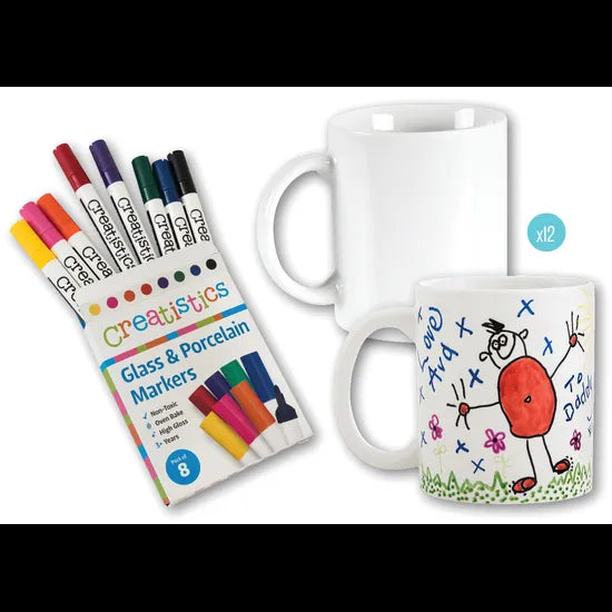 Porcelain Mugs & Markers Kit
