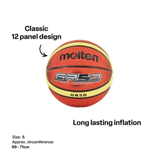 Molten 12 Panel Rubber Basketball Size 5 - Modern Teaching Aids NZ