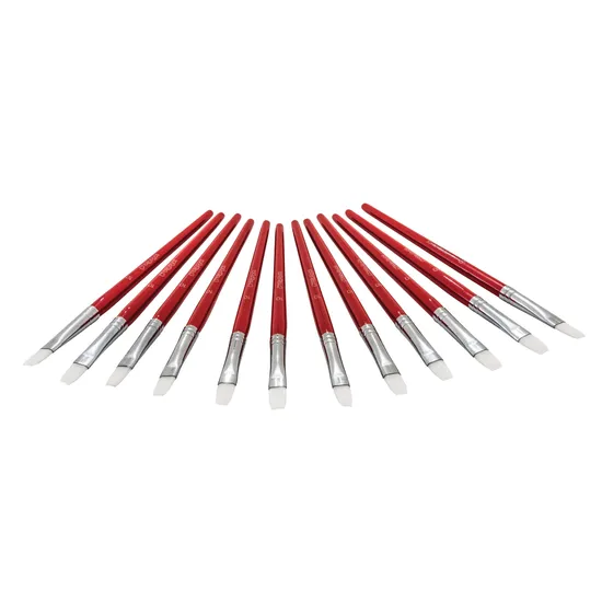 Creatistics Taklon Flat Paint Brush Size 10- Pack of 12 - Modern Teaching Aids NZ