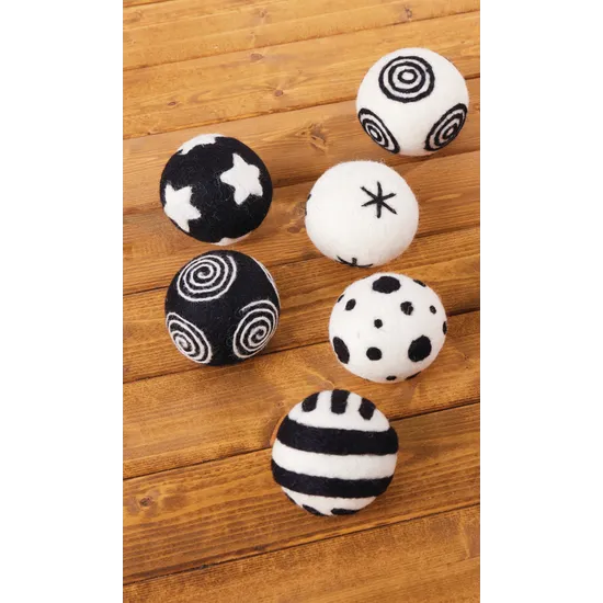 Black &amp; White Pattern Balls - Set of 6