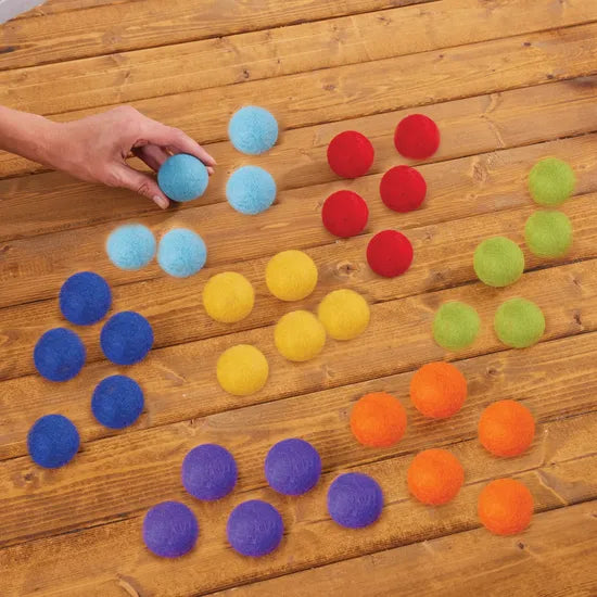 Large Rainbow Felt Balls - Set of 7