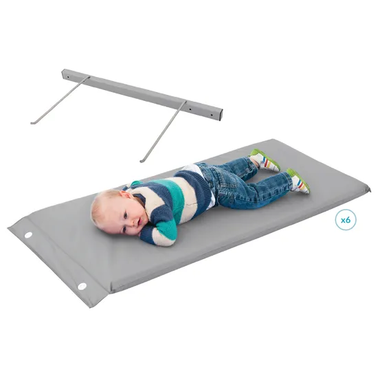 MTA Spaces - Wall Rack & 6 Mats - 5cm thick - Grey - Modern Teaching Aids NZ